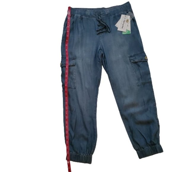 For The Republic Denim Tencel Lyocell Blue Denim Cargo Jogger Pants Sz Small NWT - Picture 10 of 10